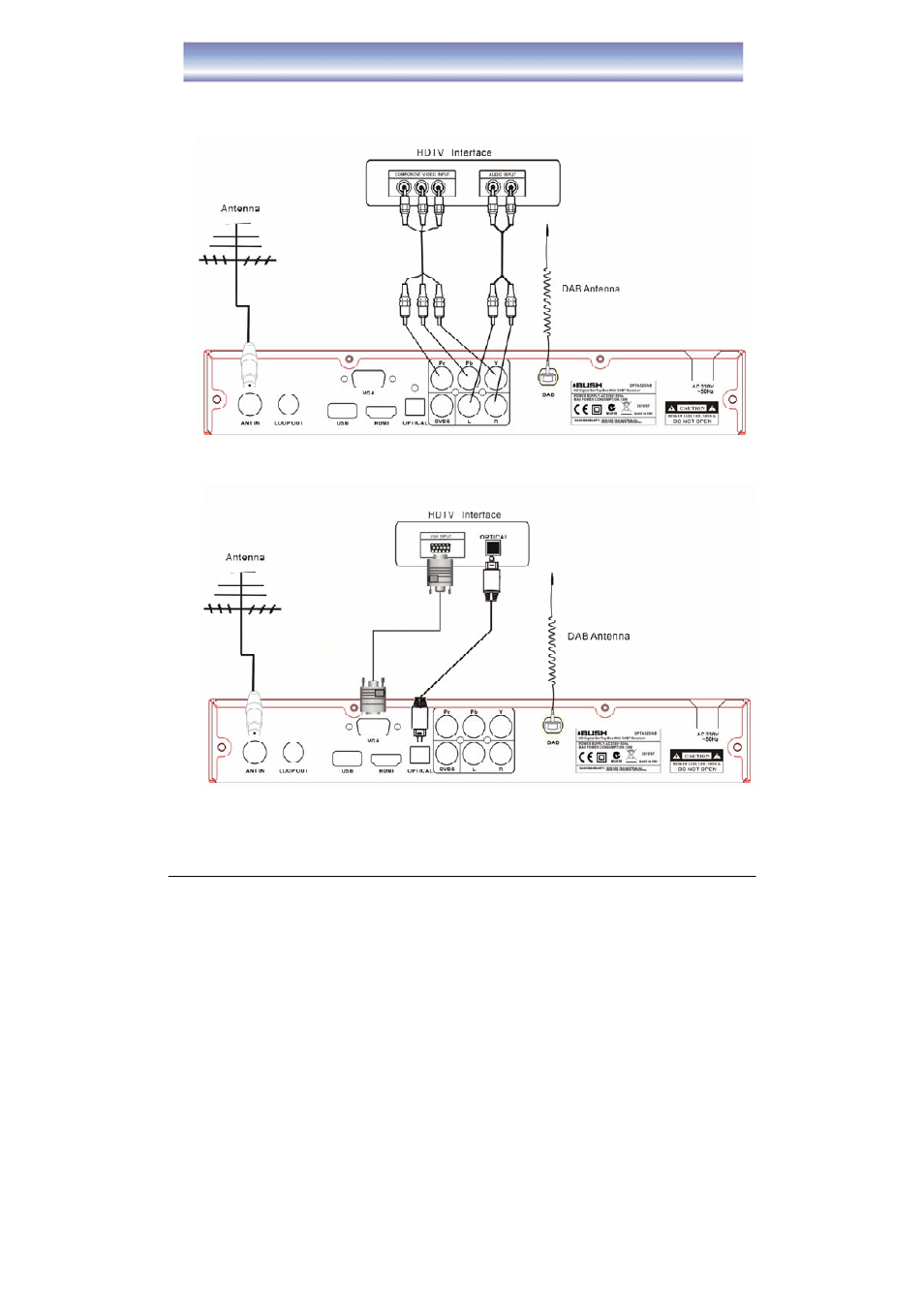 Connecting to equipments | BUSH High Definition Digital Set Top Box with DAB+ Receiver DFTA52DAB User Manual | Page 11 / 33