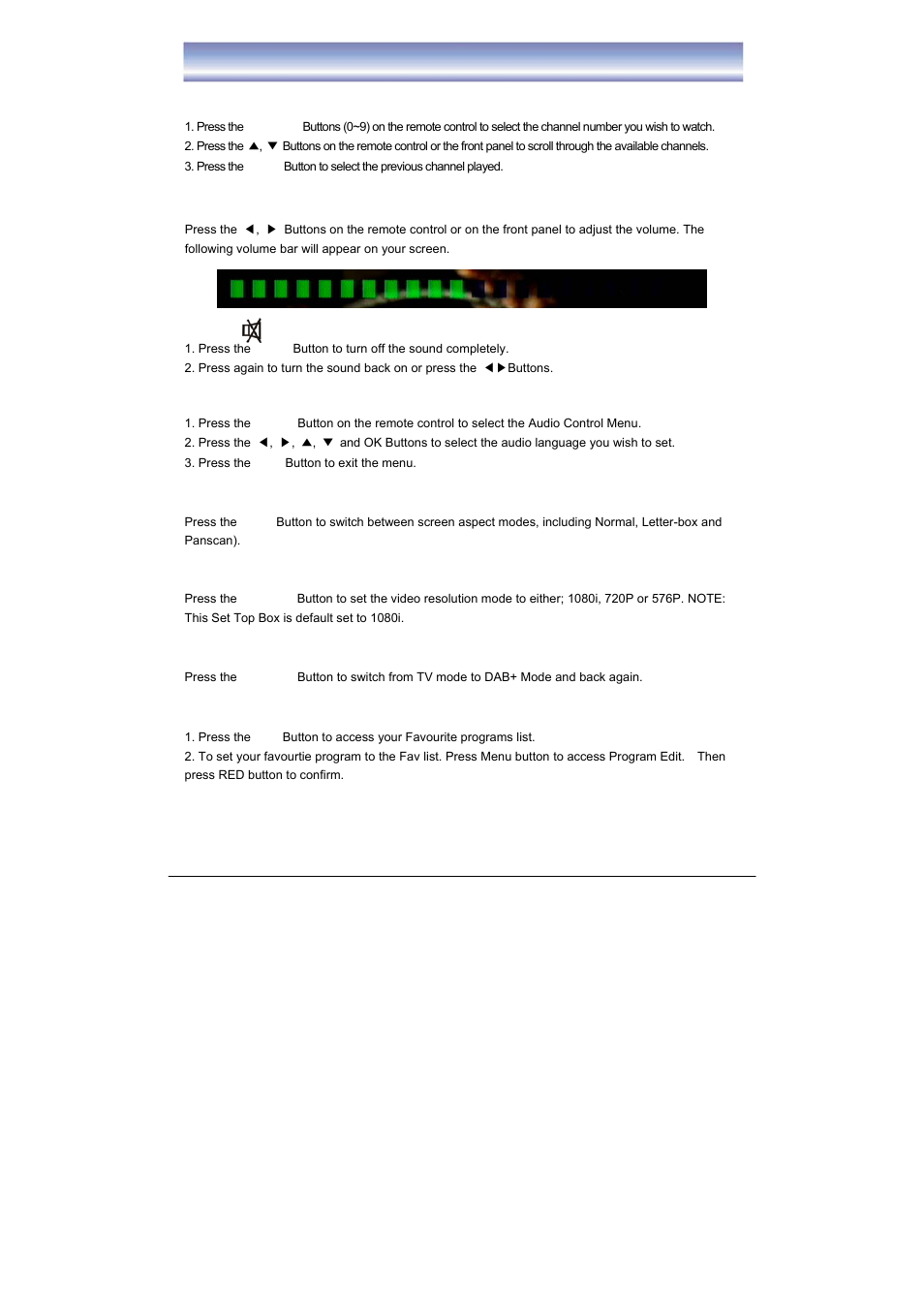 Basic operations of dvb | BUSH High Definition Digital Set Top Box with DAB+ Receiver DFTA52DAB User Manual | Page 14 / 33