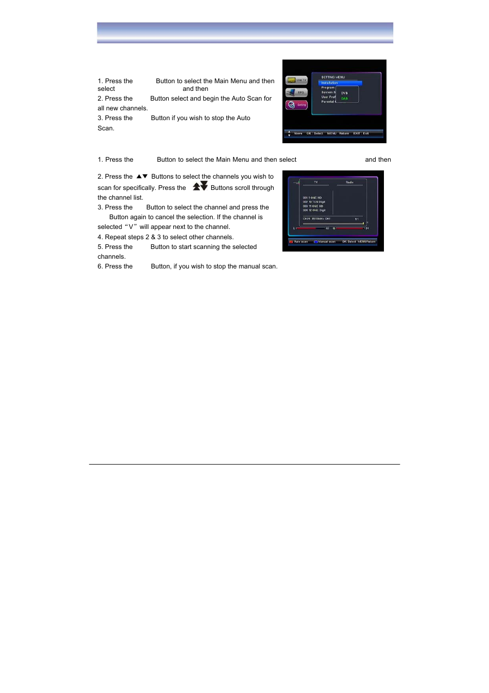 Setting for dvb | BUSH High Definition Digital Set Top Box with DAB+ Receiver DFTA52DAB User Manual | Page 19 / 33