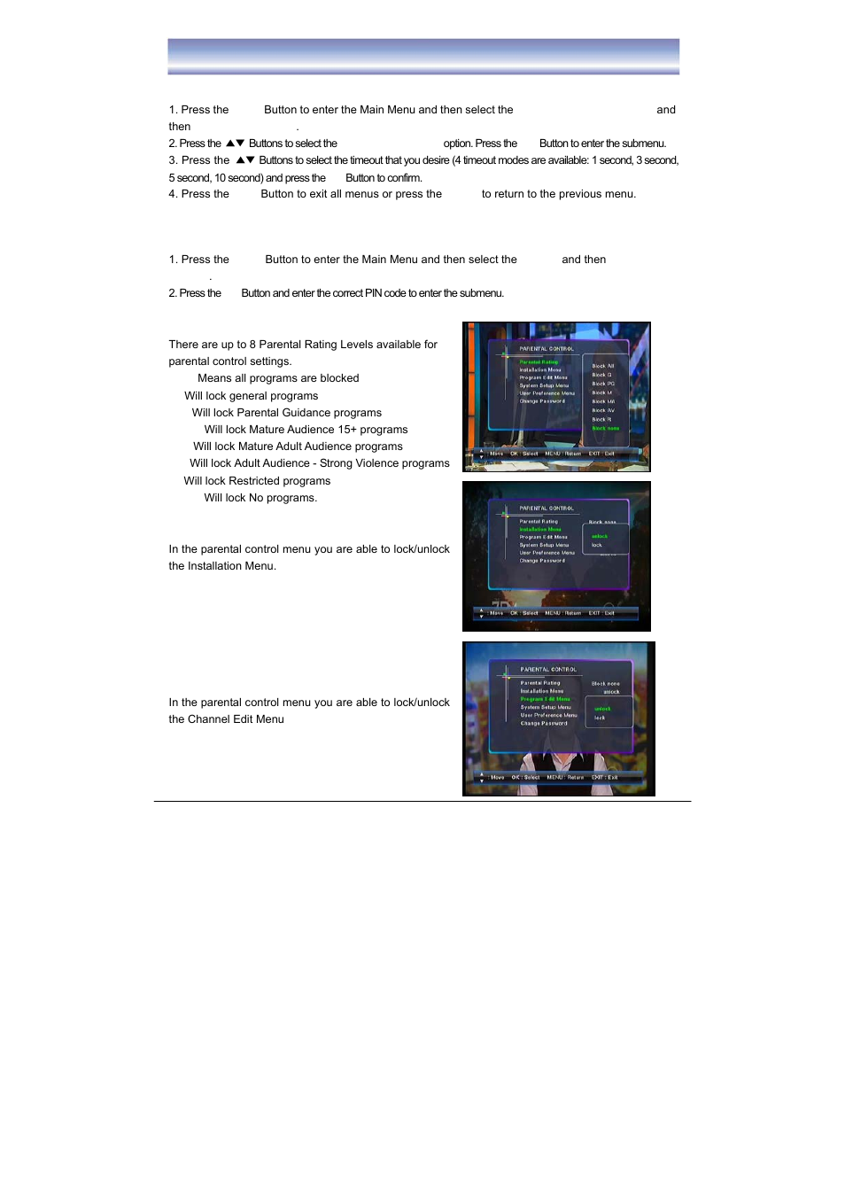 User preferences of dvb | BUSH High Definition Digital Set Top Box with DAB+ Receiver DFTA52DAB User Manual | Page 23 / 33