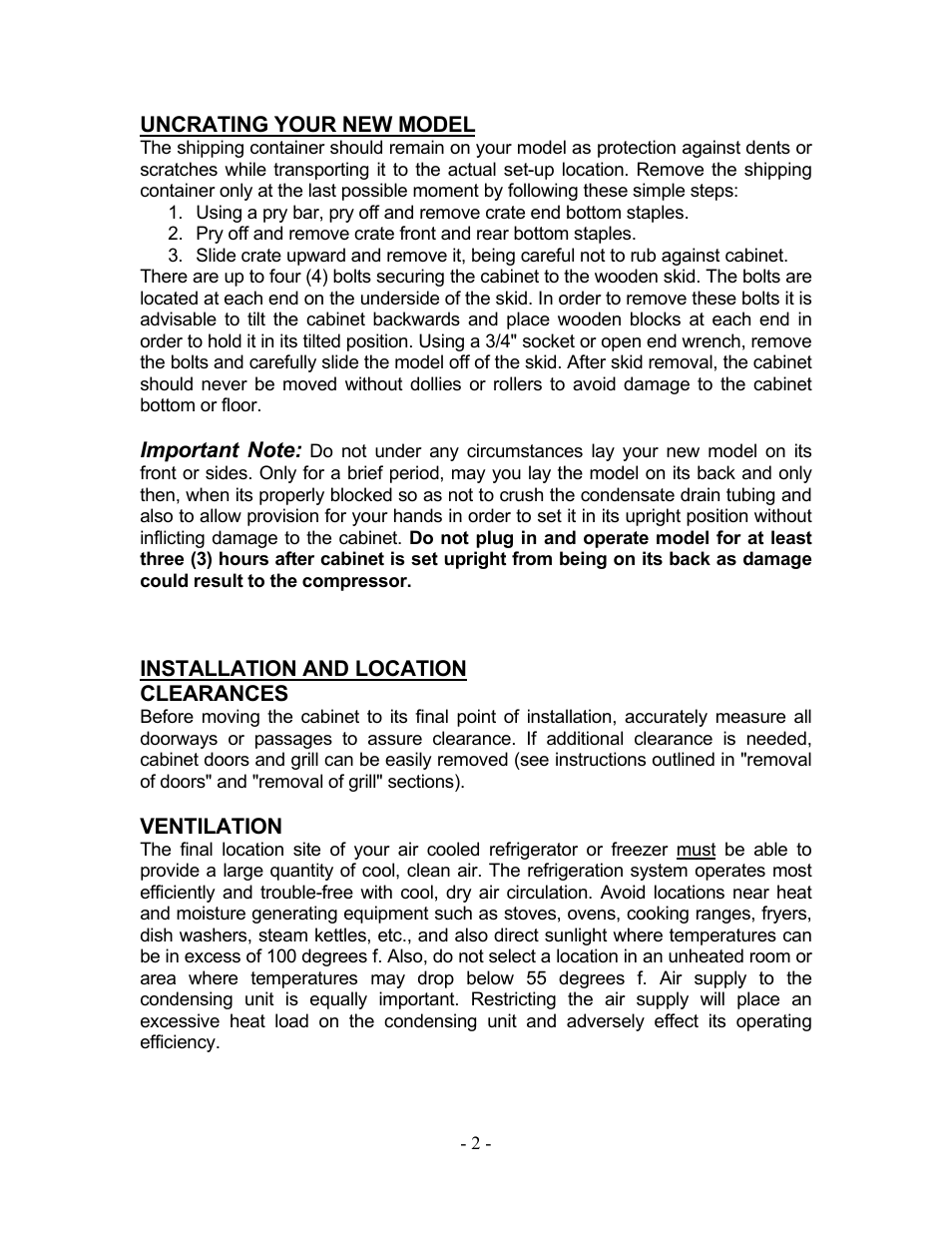Bally Refrigerators/Freezers/Warmers User Manual | Page 4 / 36