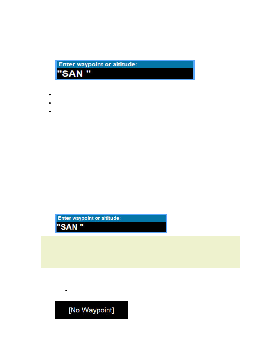 The enter waypoint text box, Entering a database waypoint, Whenever there is a waypoint in the | Enter waypoint text box | Jeppesen FliteDeck 3 User Manual | Page 108 / 270