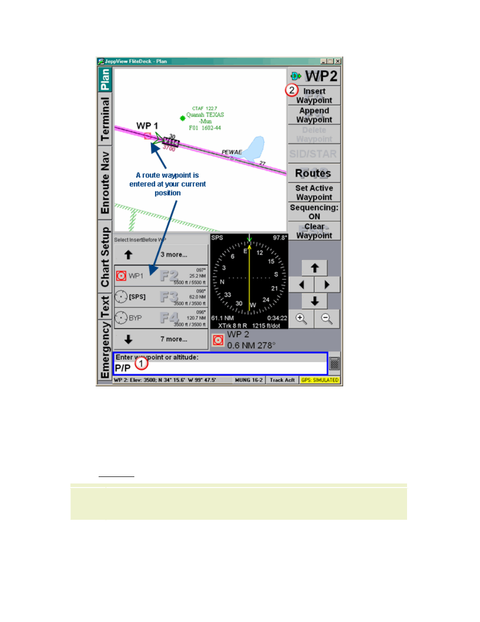 Inserting waypoints using the chart | Jeppesen FliteDeck 3 User Manual | Page 126 / 270