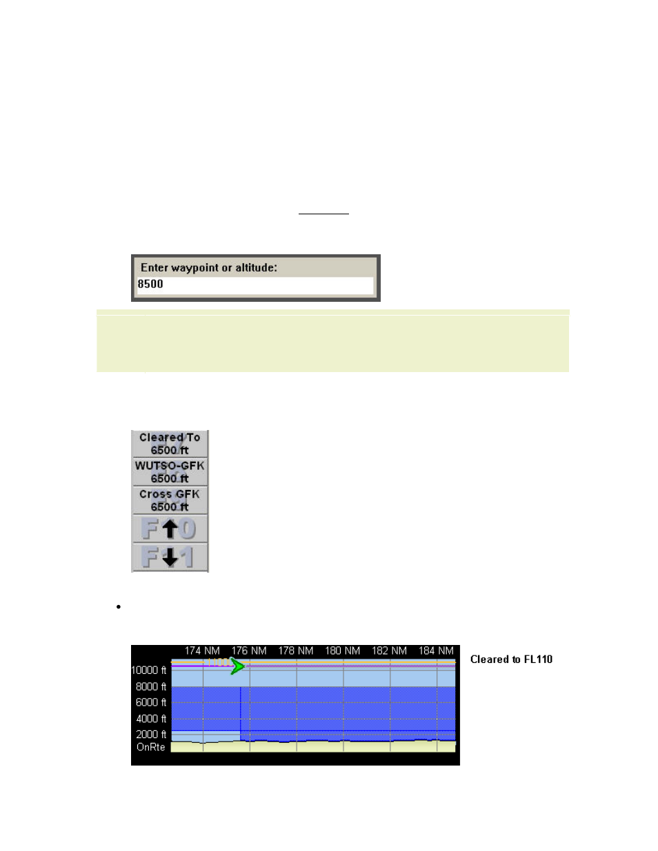 Setting the altitude along the route, Setting the, Altitude along the route | Jeppesen FliteDeck 3 User Manual | Page 134 / 270