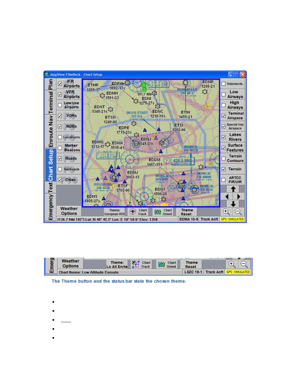 Changing the chart theme, Chart setup page | Jeppesen FliteDeck 3 User Manual | Page 174 / 270