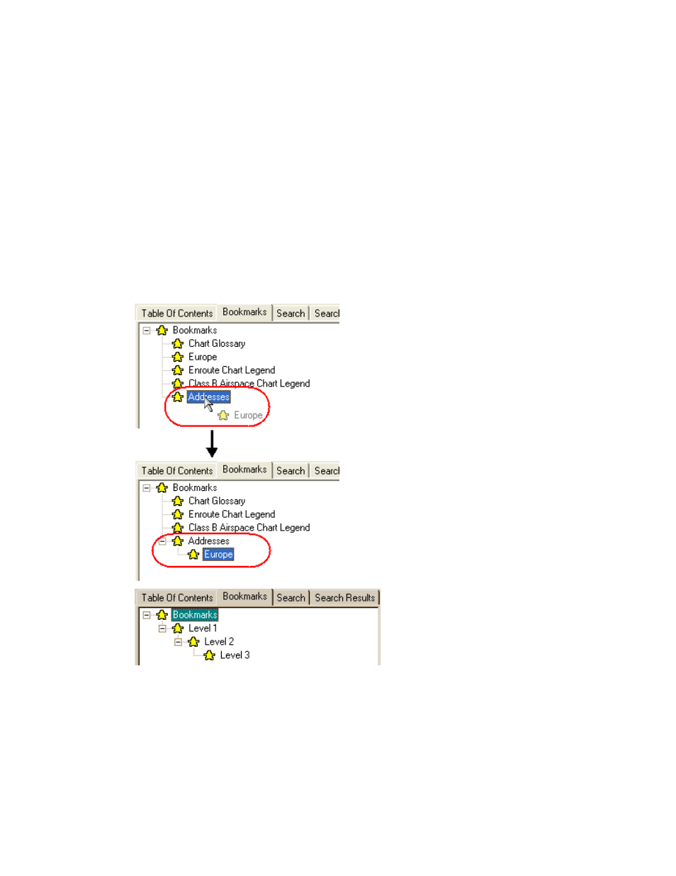 Moving bookmarks, Renaming bookmarks | Jeppesen FliteDeck 3 User Manual | Page 184 / 270