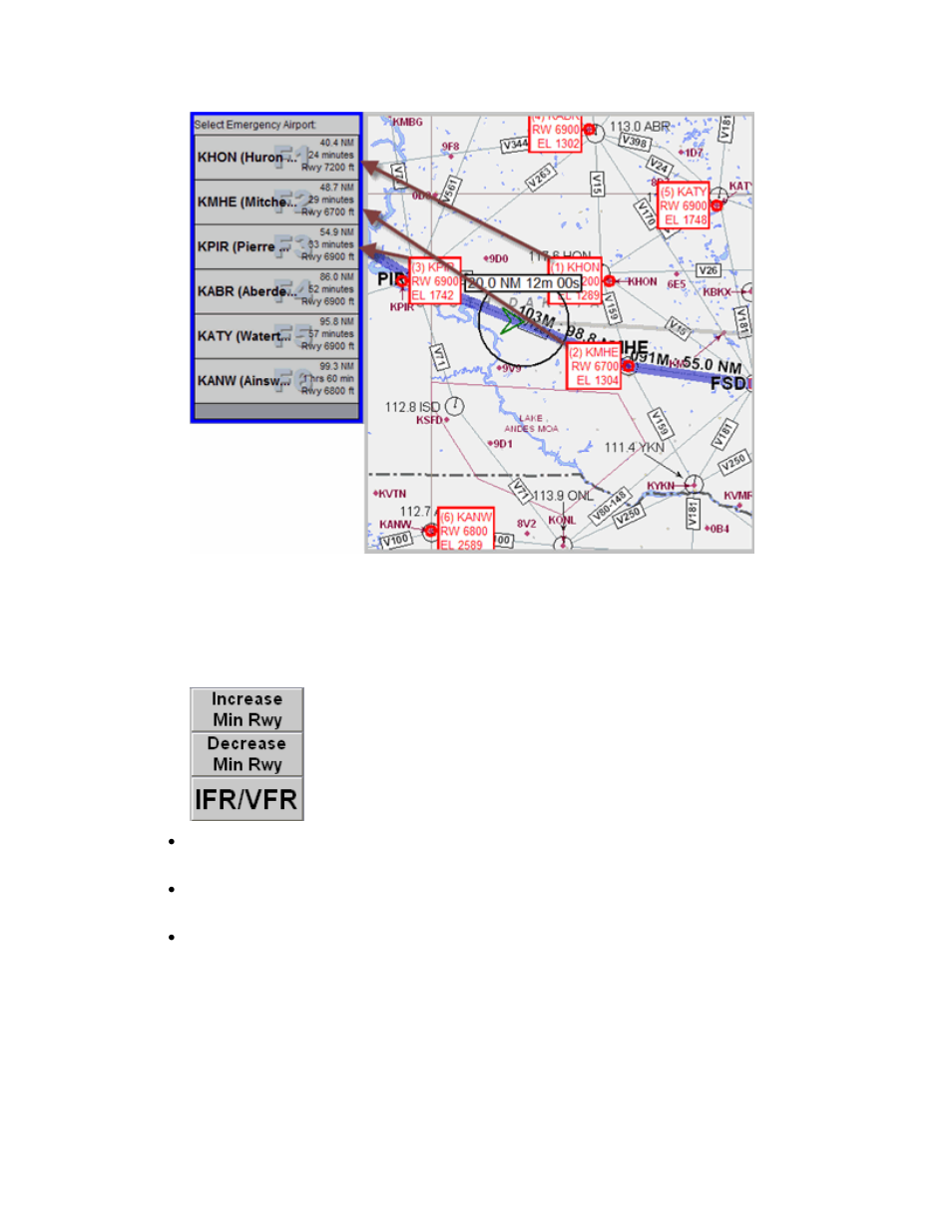 Filters, Emergency direct to routing, Select emergency airport list | Jeppesen FliteDeck 3 User Manual | Page 187 / 270