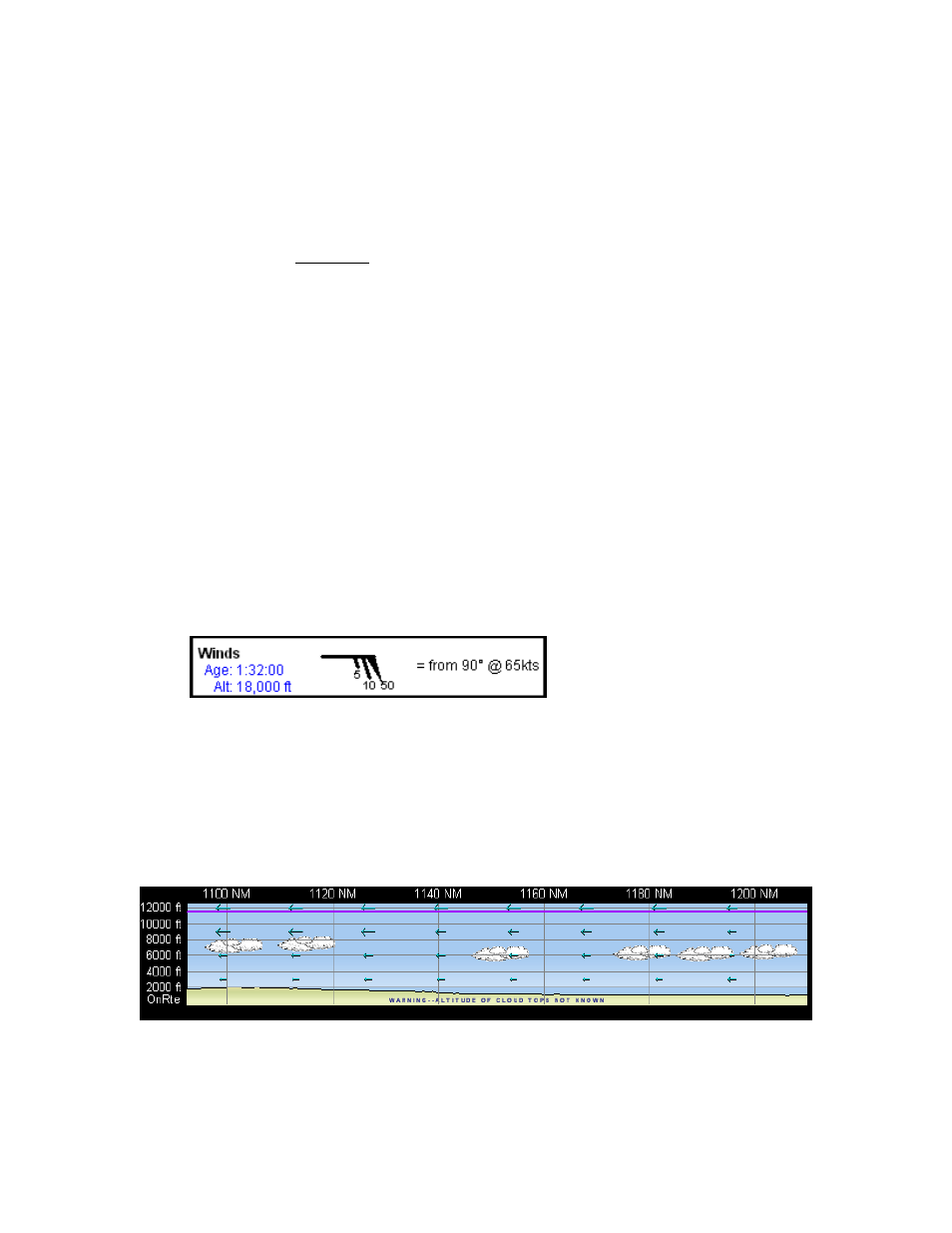 Legend and age of data, Wind data in the profile view, Surface analysis | Knots (see | Jeppesen FliteDeck 3 User Manual | Page 226 / 270