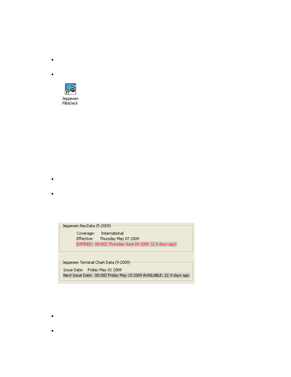 Starting flitedeck, Opening warning | Jeppesen FliteDeck 3 User Manual | Page 39 / 270