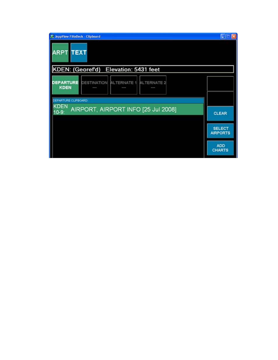 Resetting clipboard airports, Adding charts to clipboards | Jeppesen FliteDeck 3 User Manual | Page 64 / 270