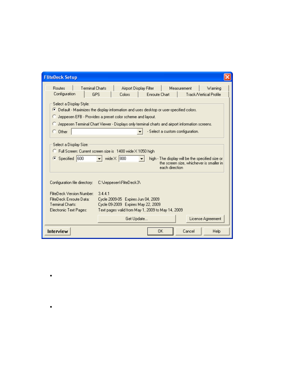 Configuration tab, Selecting a display style | Jeppesen FliteDeck 3 User Manual | Page 71 / 270
