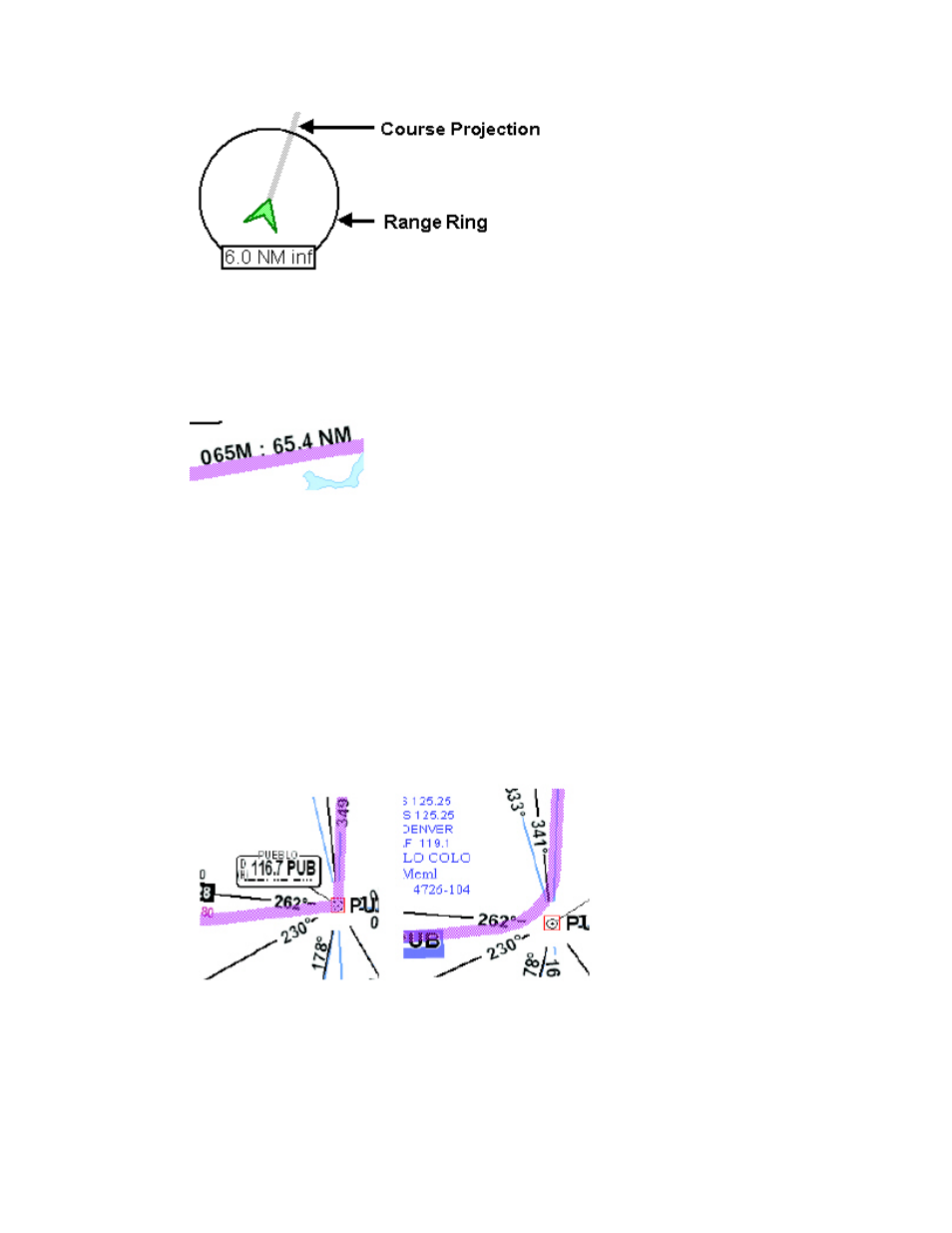 Route leg info, Zoom factor, Turn modeling | Jeppesen FliteDeck 3 User Manual | Page 84 / 270