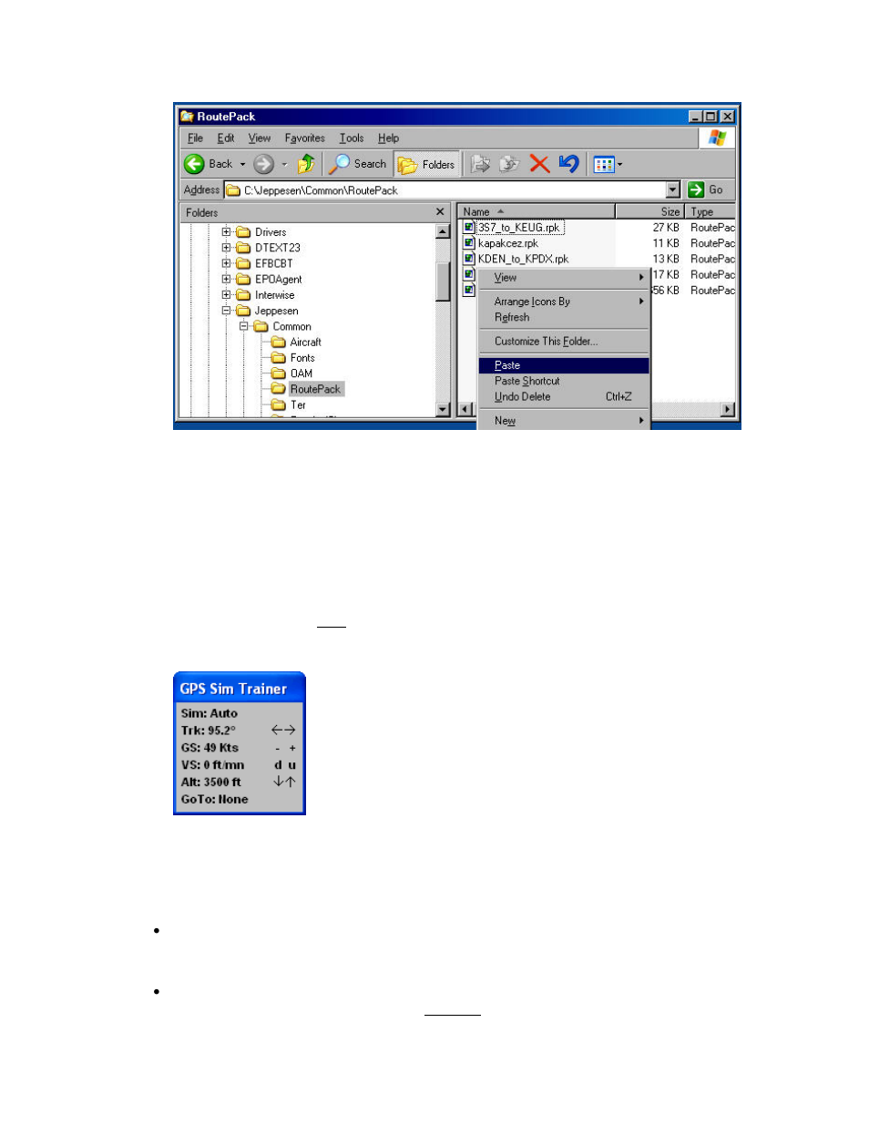 Learning flitedeck with the gps simulator trainer, Changing the simulator status, Gps simulator, see | Learning flitedeck with, The gps simulator trainer, Gps simulator | Jeppesen FliteDeck 3 User Manual | Page 98 / 270