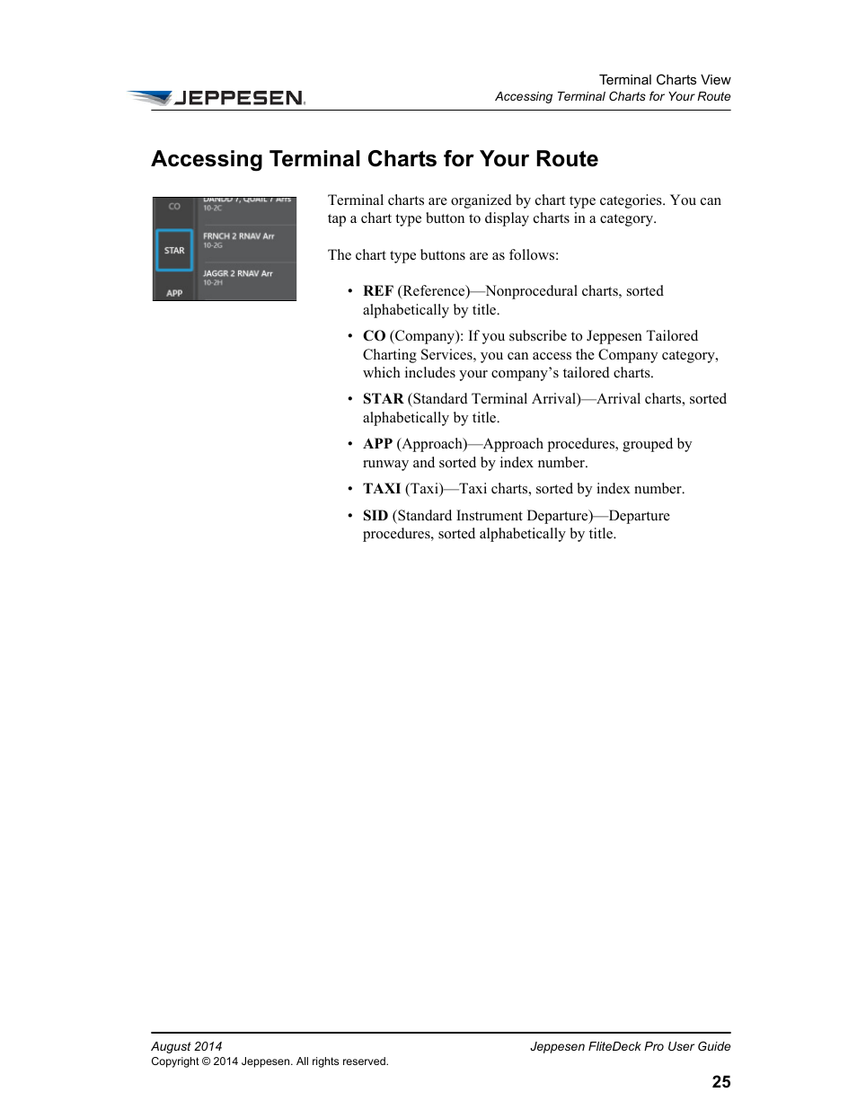 Accessing terminal charts for your route | Jeppesen FliteDeck Pro 8 (Windows 8.1) User Manual | Page 30 / 40