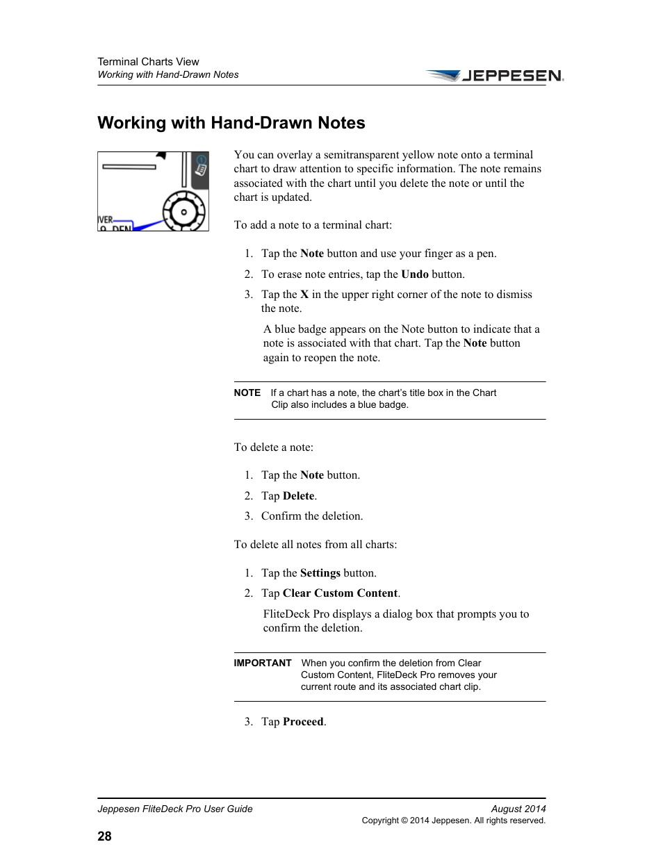 Working with hand-drawn notes | Jeppesen FliteDeck Pro 8 (Windows 8.1) User Manual | Page 33 / 40