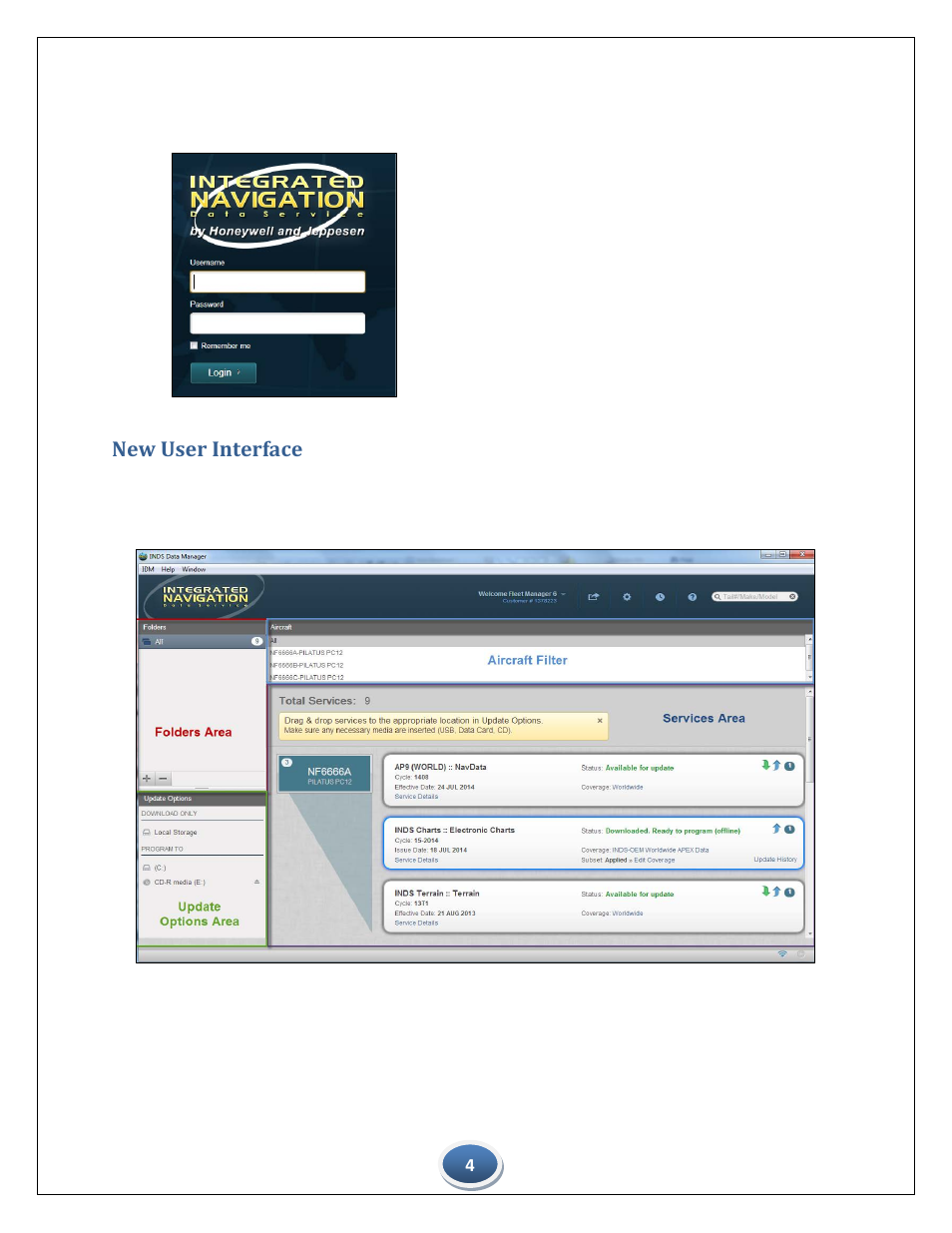 New user interface | Jeppesen INDS Data Manager for Windows User Manual | Page 4 / 12