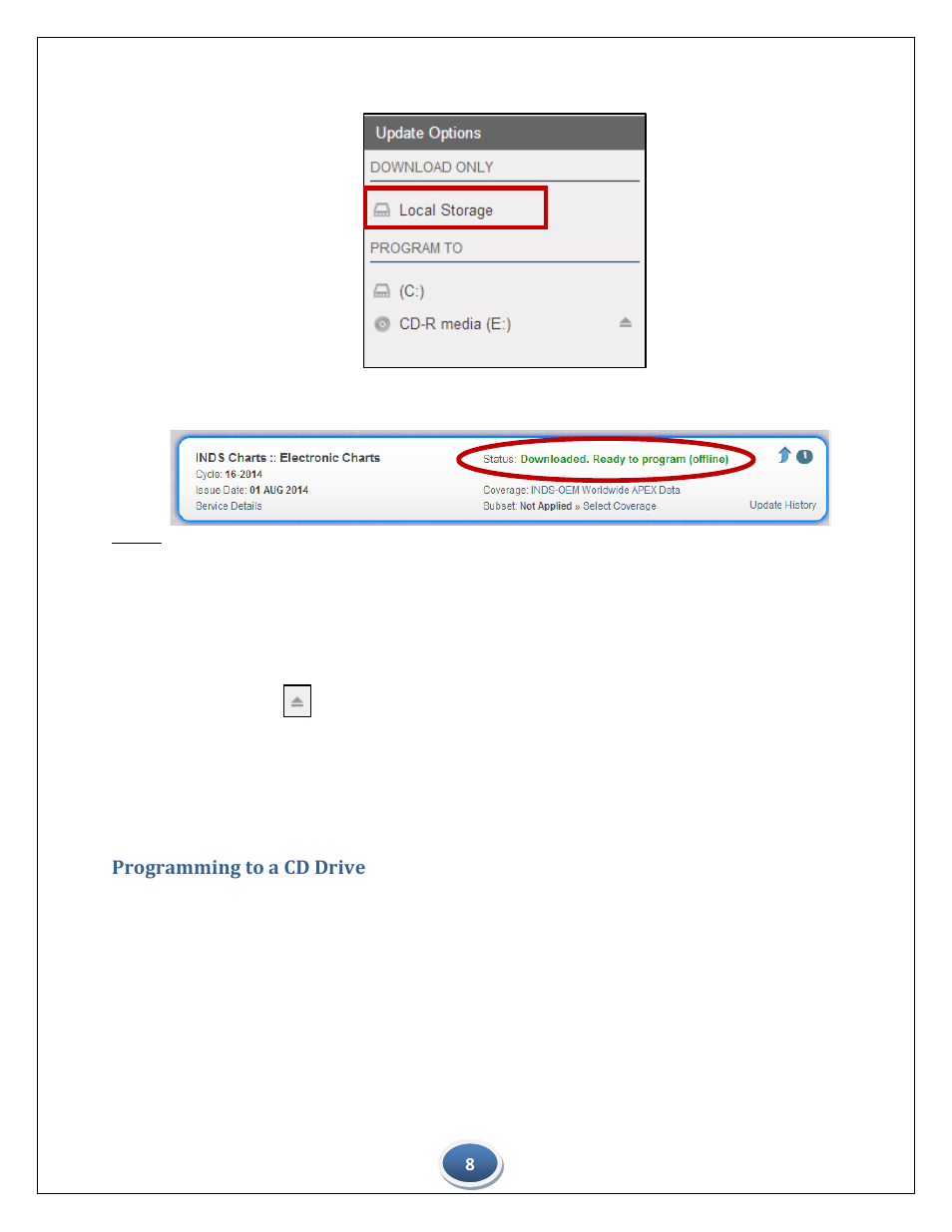 Programming to a cd drive | Jeppesen INDS Data Manager for Windows User Manual | Page 8 / 12