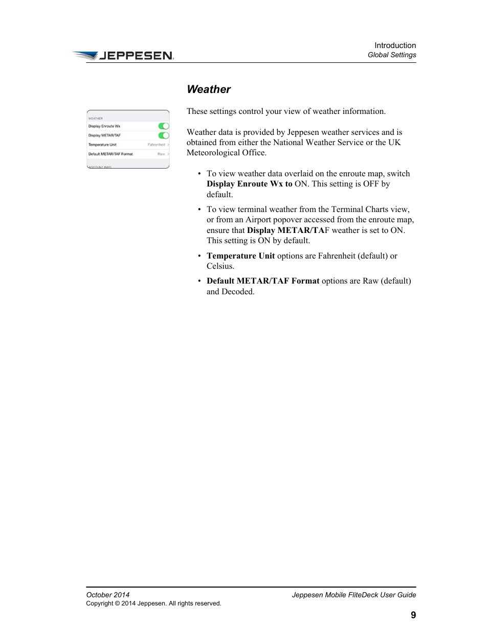 Weather | Jeppesen Mobile FliteDeck for iPad User Manual | Page 16 / 63