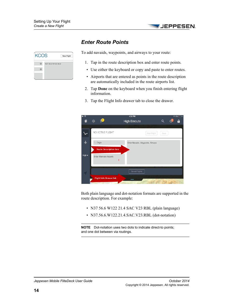 Enter route points | Jeppesen Mobile FliteDeck for iPad User Manual | Page 21 / 63