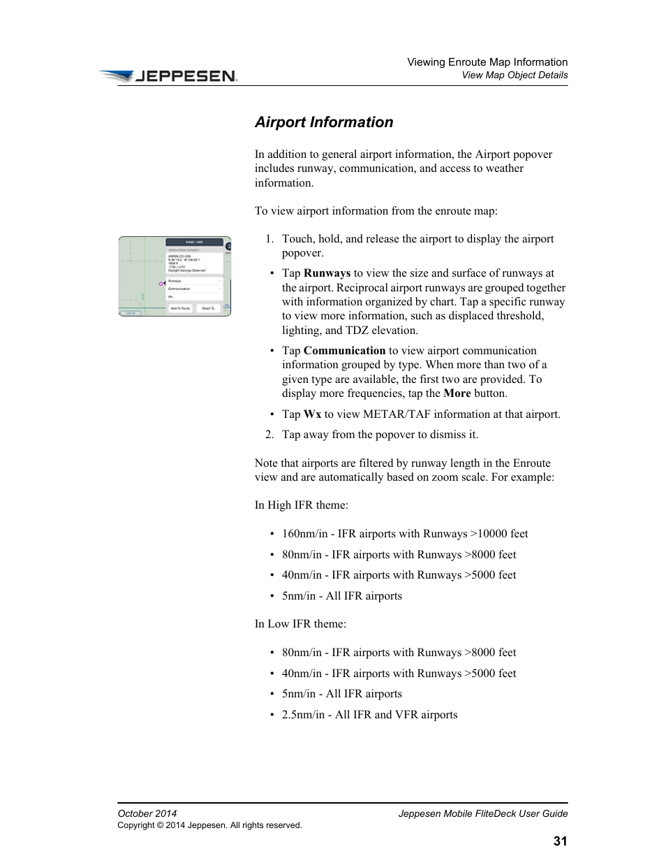 Airport information | Jeppesen Mobile FliteDeck for iPad User Manual | Page 38 / 63