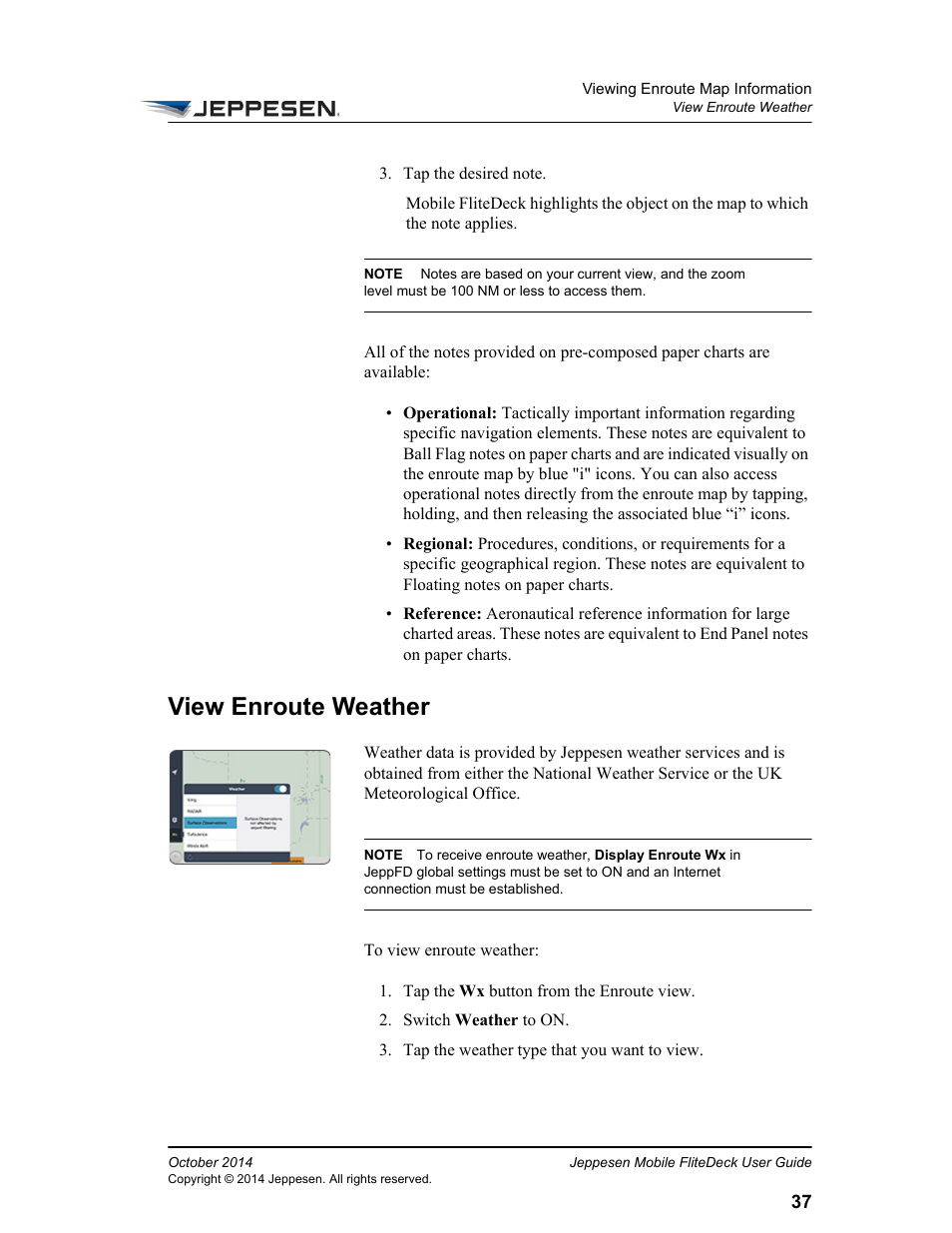 View enroute weather | Jeppesen Mobile FliteDeck for iPad User Manual | Page 44 / 63