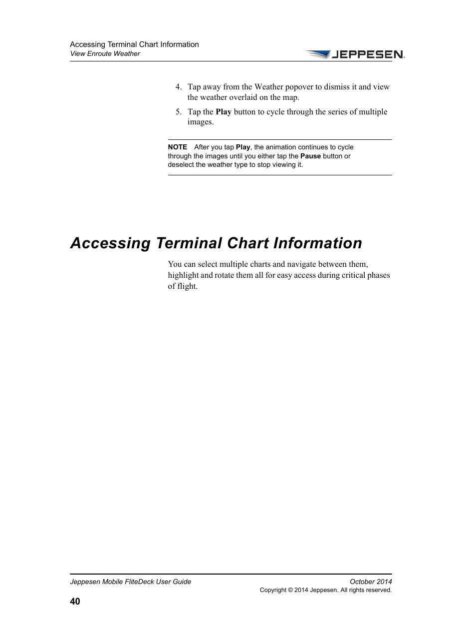 Accessing terminal chart information | Jeppesen Mobile FliteDeck for iPad User Manual | Page 47 / 63