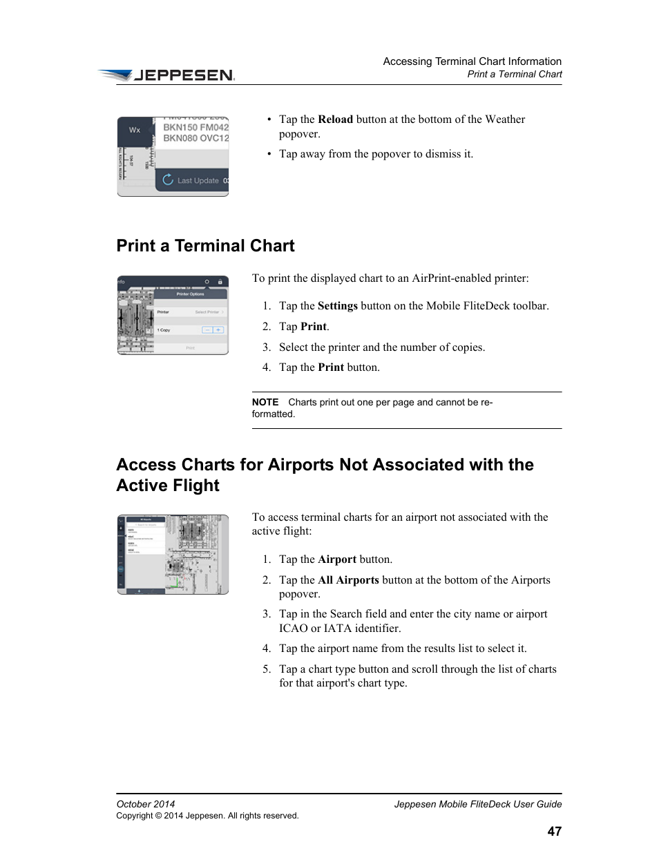 Print a terminal chart | Jeppesen Mobile FliteDeck for iPad User Manual | Page 54 / 63