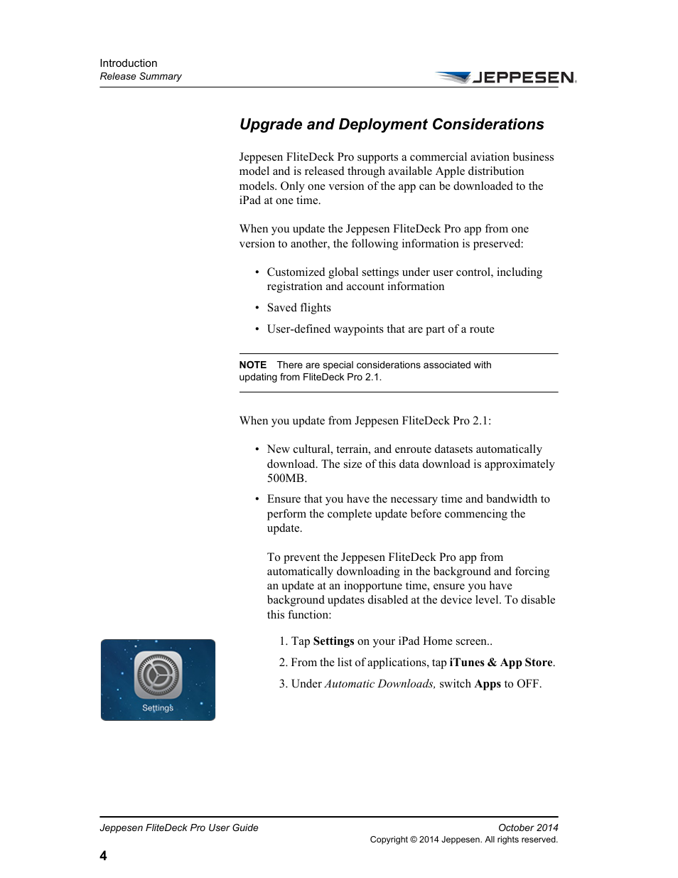 Upgrade and deployment considerations | Jeppesen FliteDeck Pro (iOS) User Manual | Page 11 / 59