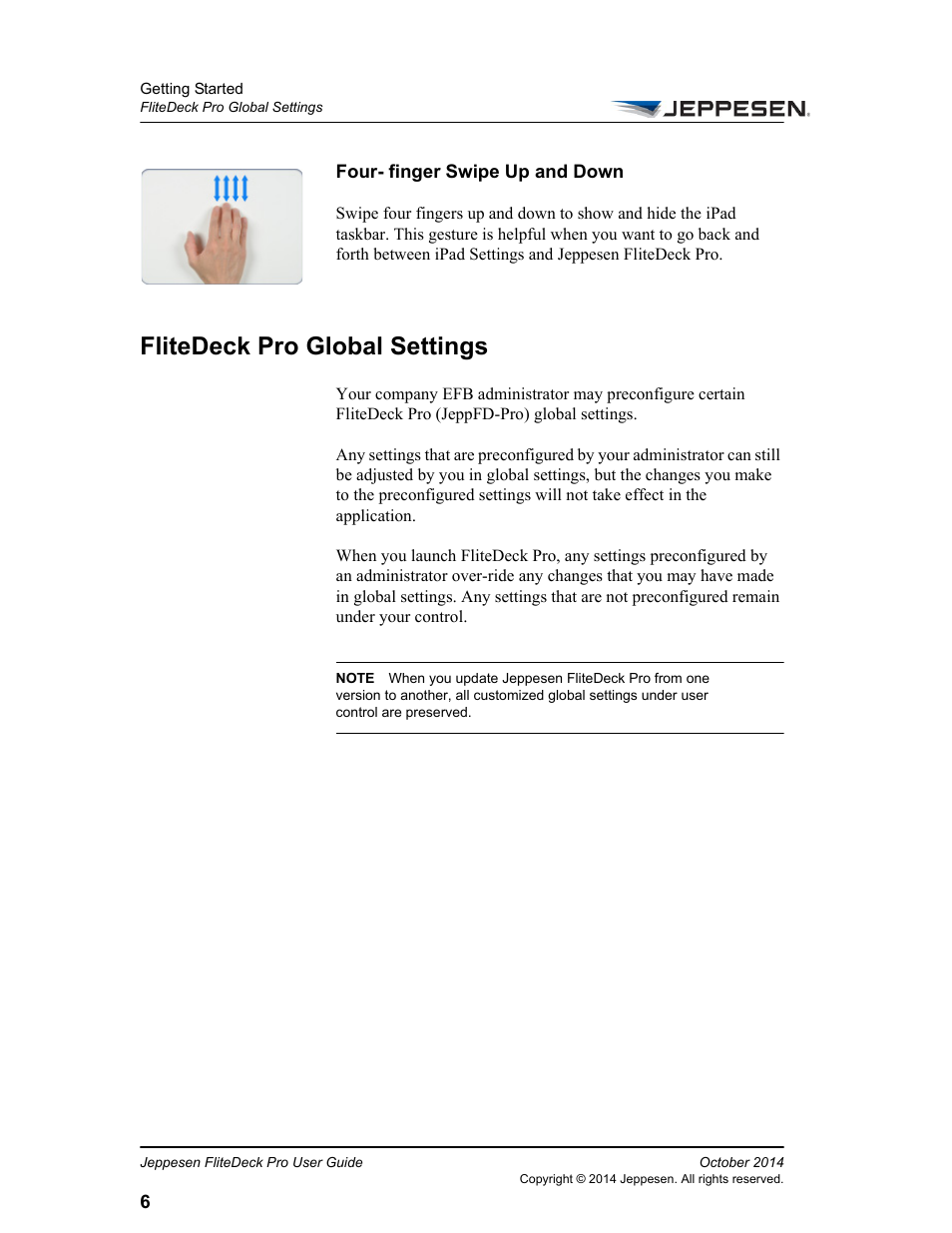 Flitedeck pro global settings | Jeppesen FliteDeck Pro (iOS) User Manual | Page 13 / 59