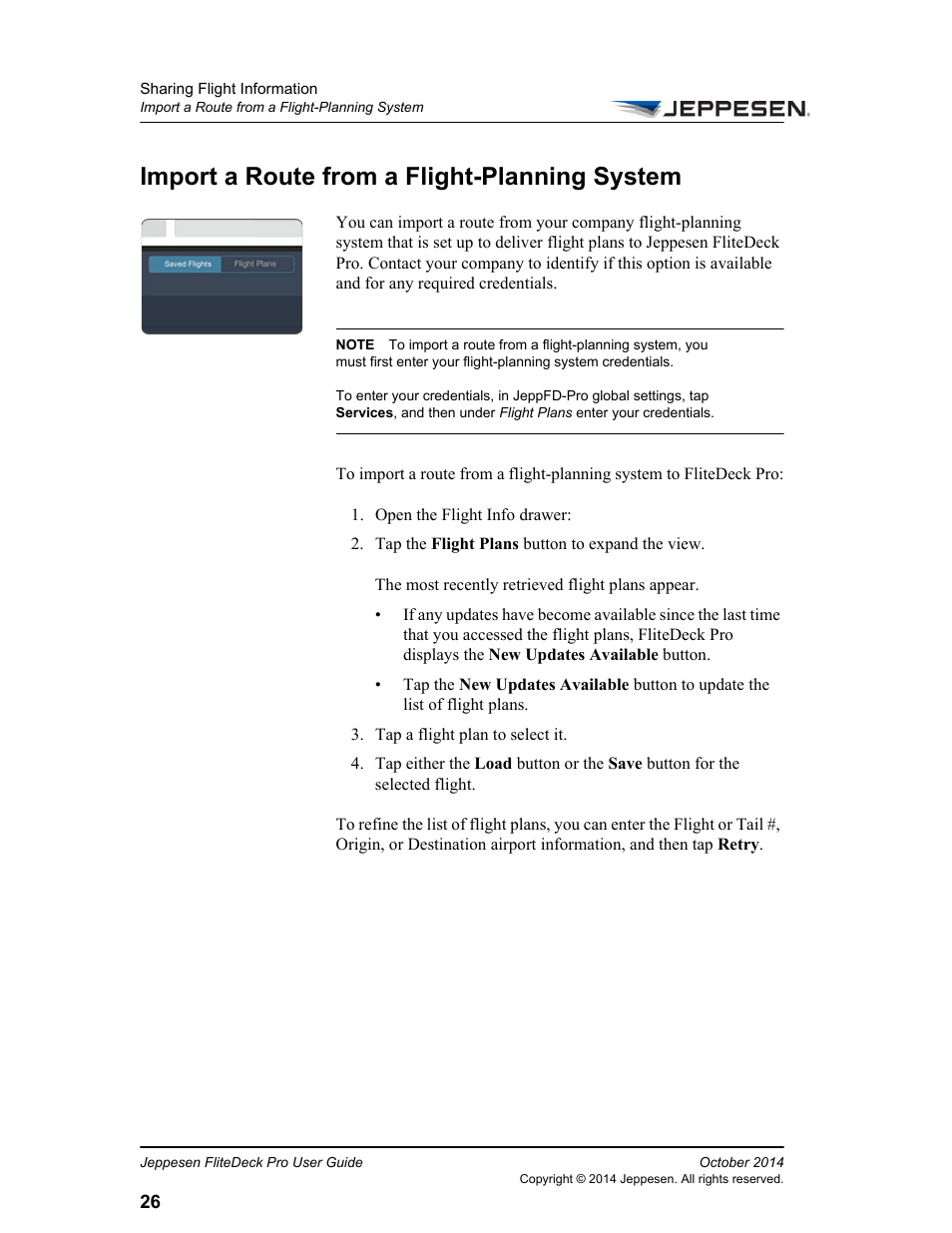 Import a route from a flight-planning system | Jeppesen FliteDeck Pro (iOS) User Manual | Page 33 / 59
