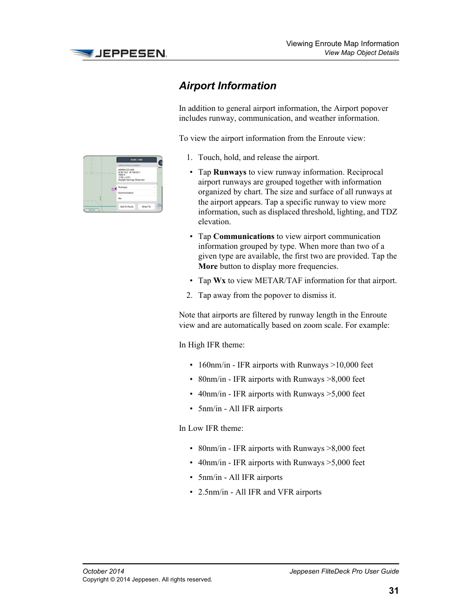 Airport information | Jeppesen FliteDeck Pro (iOS) User Manual | Page 38 / 59