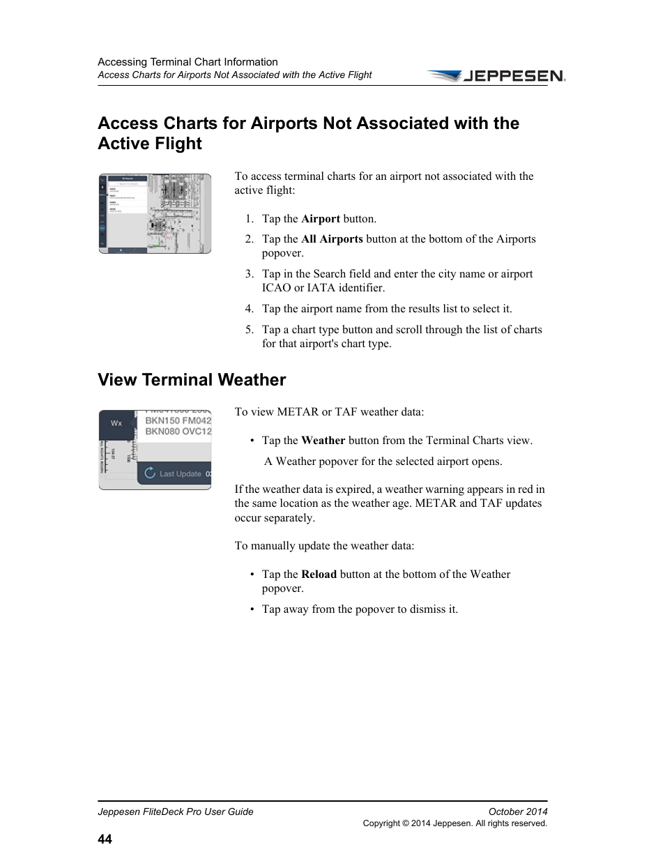 View terminal weather | Jeppesen FliteDeck Pro (iOS) User Manual | Page 51 / 59