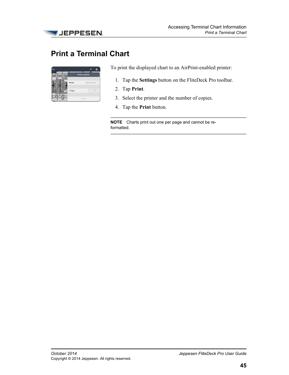 Print a terminal chart | Jeppesen FliteDeck Pro (iOS) User Manual | Page 52 / 59