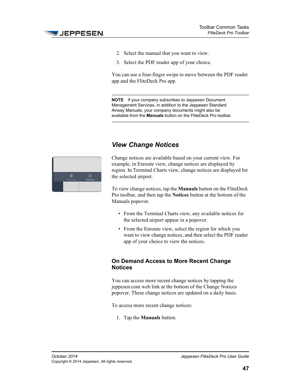 View change notices | Jeppesen FliteDeck Pro (iOS) User Manual | Page 54 / 59