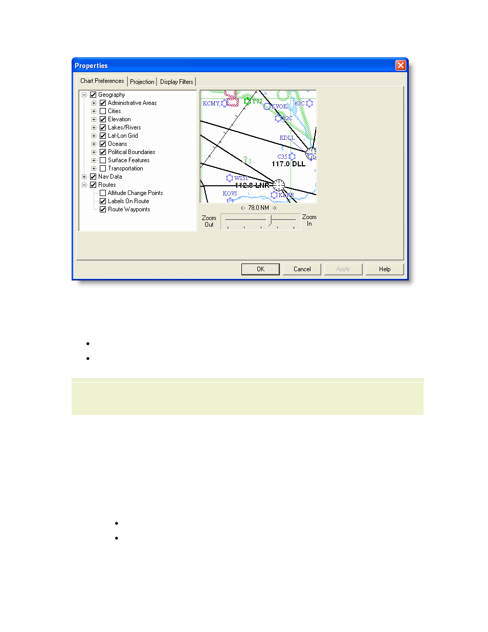 Resetting themes, Enroute chart projections | Jeppesen JeppView 3 User Manual | Page 122 / 273