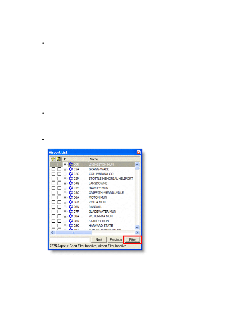 Airport list filters, Airport list right-click menus, Airport list right-click menu | Jeppesen JeppView 3 User Manual | Page 142 / 273