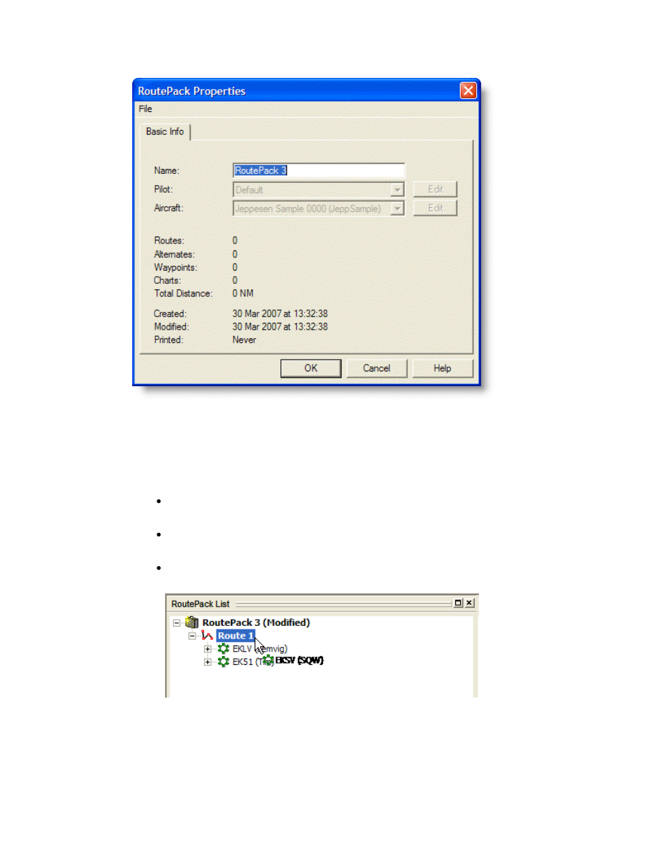 Routepack properties dialog box | Jeppesen JeppView 3 User Manual | Page 181 / 273