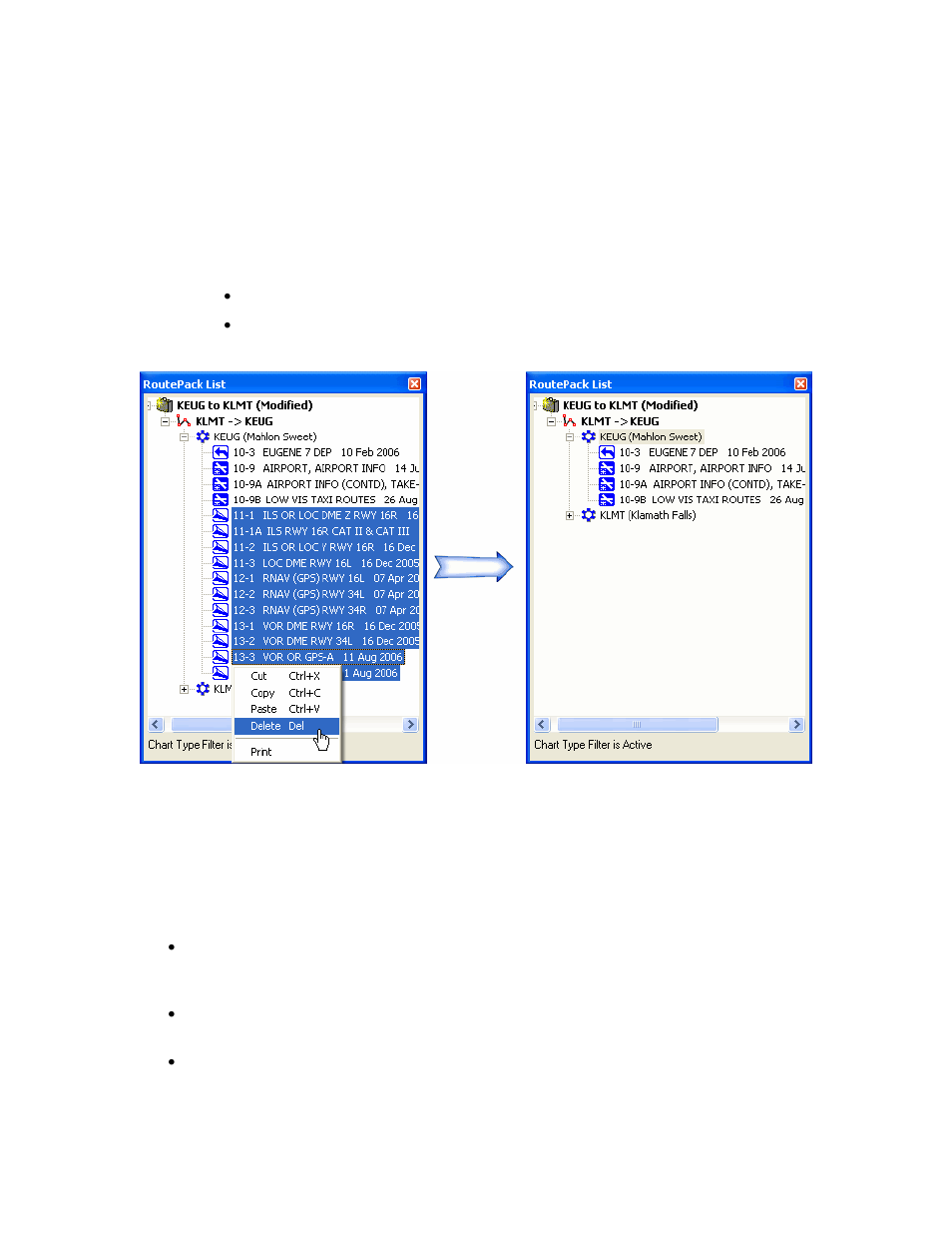 Redisplaying charts in the route | Jeppesen JeppView 3 User Manual | Page 200 / 273