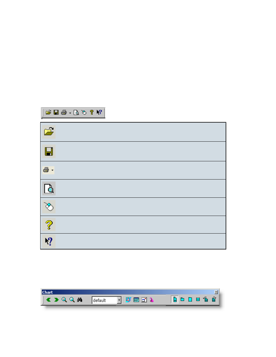 Standard toolbar, Chart toolbar | Jeppesen JeppView 3 User Manual | Page 85 / 273