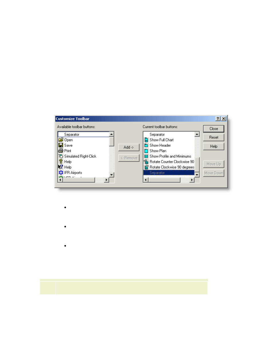 Modifying toolbars, Deleting a toolbar, Modify them | Delete | Jeppesen JeppView 3 User Manual | Page 90 / 273