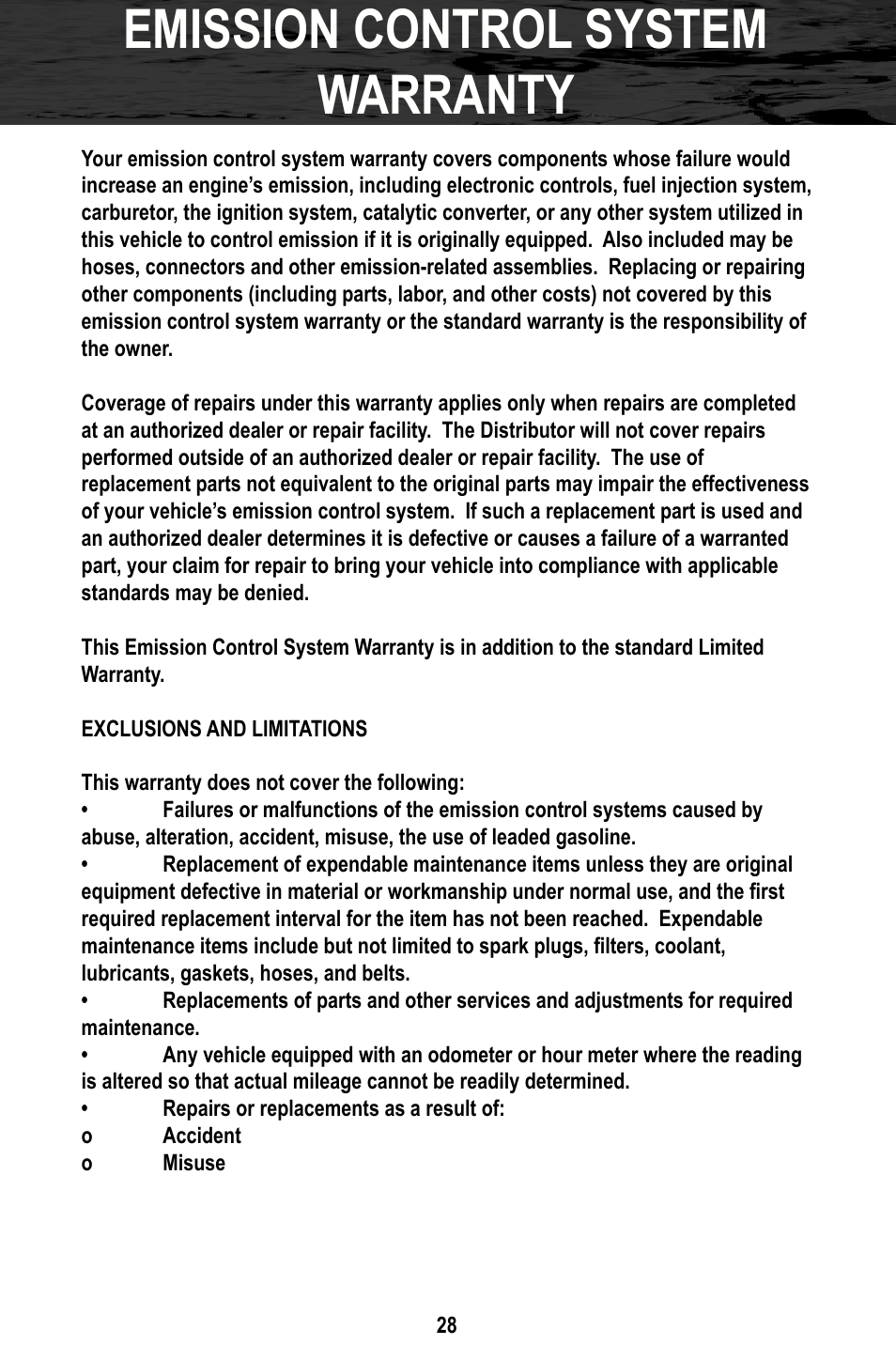Emission control system warranty | Bajaj Electricals DB30 User Manual | Page 31 / 33
