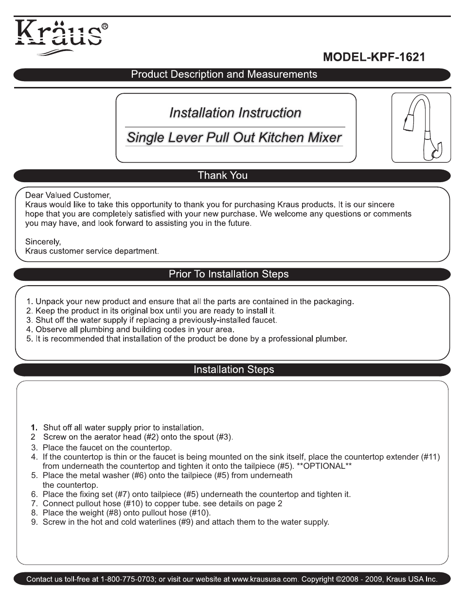 Kraus KHU123-32-KPF1621-KSD30 User Manual | 3 pages