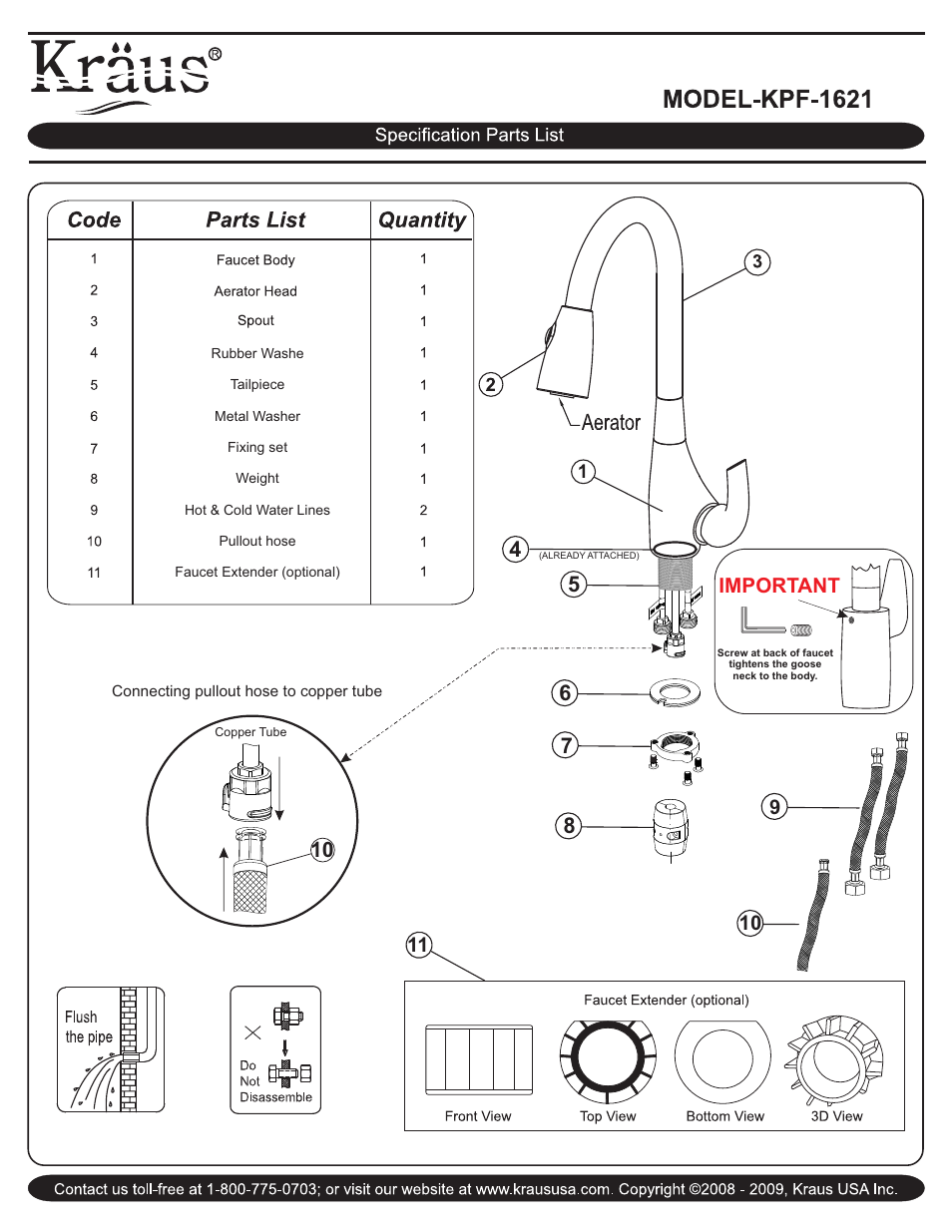 Important | Kraus KHU123-32-KPF1621-KSD30 User Manual | Page 2 / 3