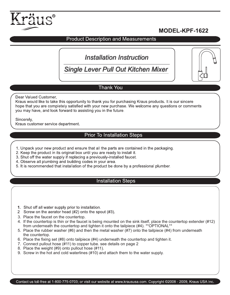 Kraus KHU123-32-KPF1622-KSD30 User Manual | 3 pages