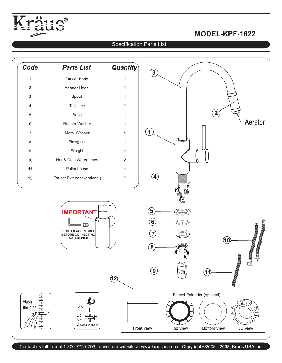 Important | Kraus KHU123-32-KPF1622-KSD30 User Manual | Page 2 / 3