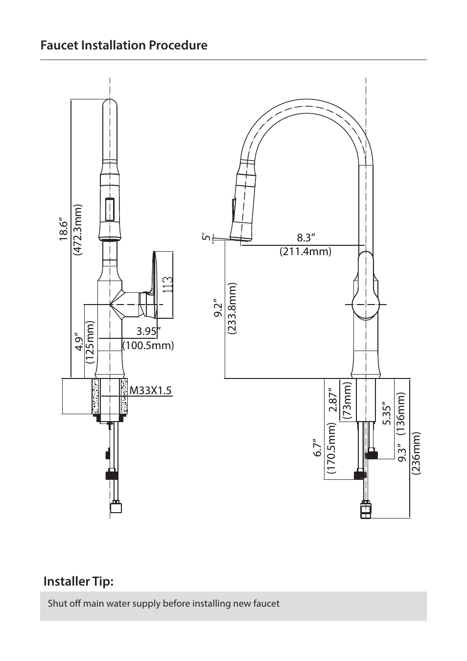 Faucet installation procedure installer tip | Kraus KPF-1630 User Manual | Page 6 / 16