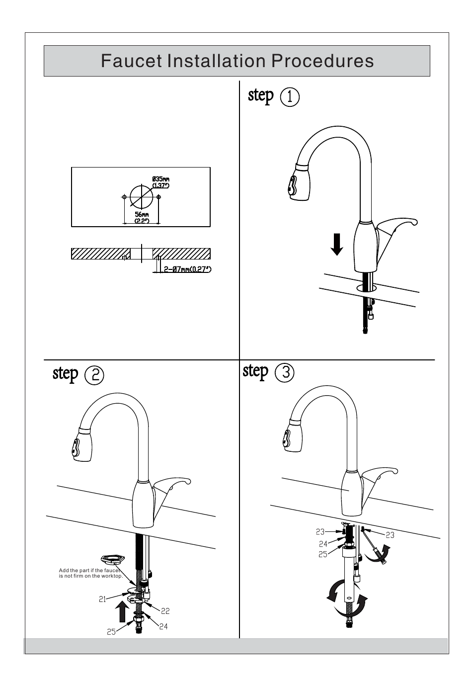 Faucet installation procedures | Kraus KHU123-32-KPF2120-SD20 User Manual | Page 4 / 8