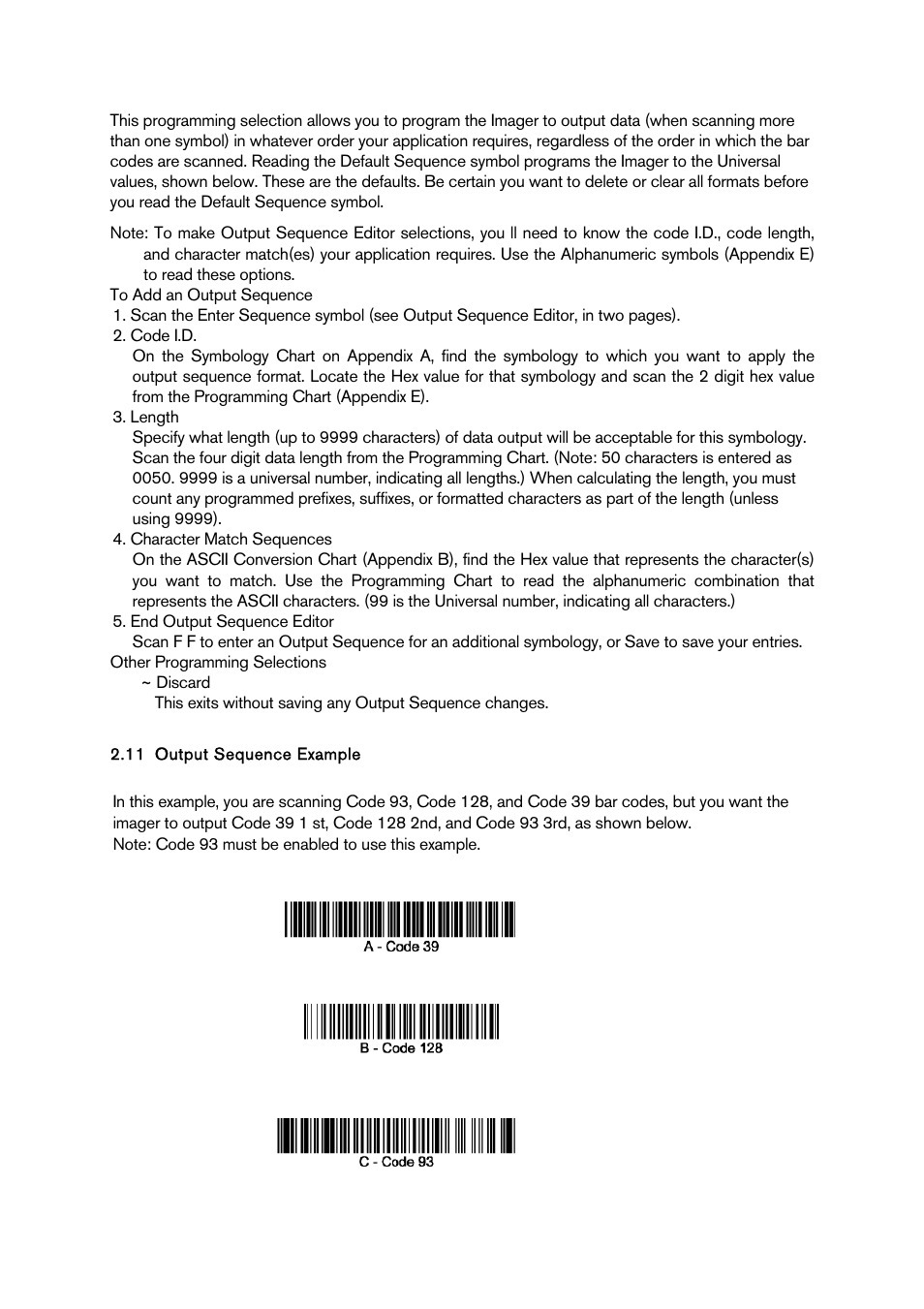 Output sequence example, Utput, Equence | Xample | Baracoda BCM 2604 User Manual | Page 10 / 49