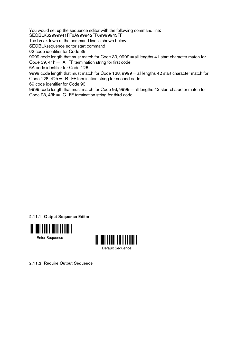 Output sequence editor, Require output sequence, Require outpu sequence | Baracoda BCM 2604 User Manual | Page 11 / 49