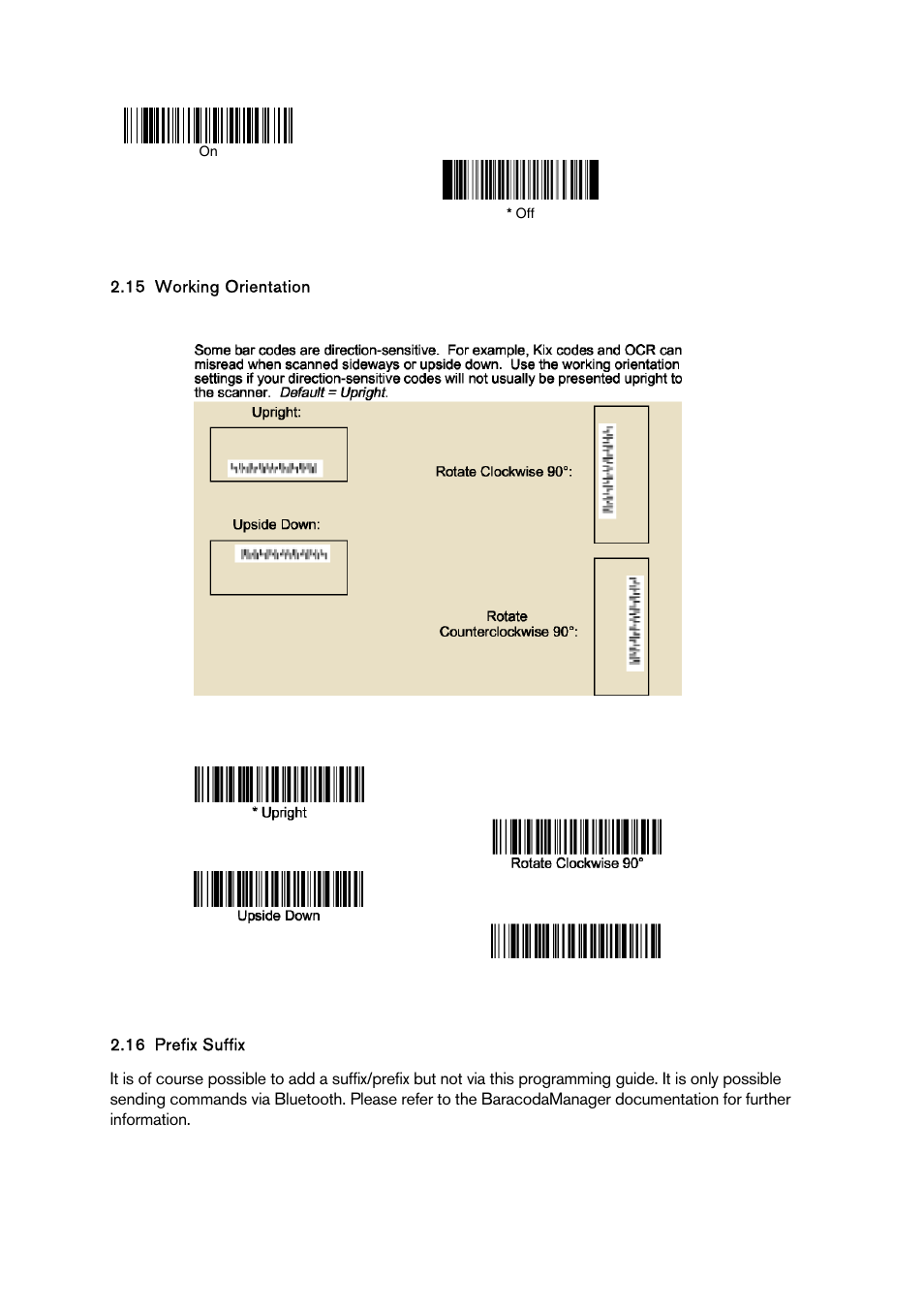 Working orientation, Prefix suffix, Orking | Rientation, Refix, Uffix | Baracoda BCM 2604 User Manual | Page 13 / 49